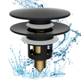 Hibbent all metal 2in1 stopper front view shows universal fit for most sinks