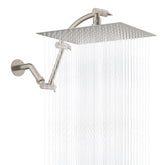 Hibbent all metal cUPC rain shower head delivers powerful spray in brushed nickel.