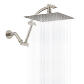 Hibbent all-metal rain shower head in brushed nickel offering powerful rainfall