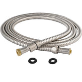 Hibbent all-metal 90-inch shower hose in brushed nickel for extended reach and durability.