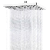 Hibbent cUPC twelve-inch square shower head with thick profile delivering wide rainfall coverage