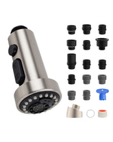 Hibbent pull-down head in brushed nickel offers smooth operation for daily kitchen tasks.