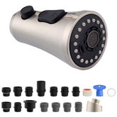 Hibbent pull-down spray head in brushed nickel for easy faucet upgrades.