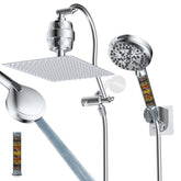 Hibbent rainfall head 12x10 in stainless steel delivers broad, even coverage.