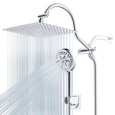 Hibbent rainfall shower head 12x10 inch, rust-resistant stainless steel for durable luxury.