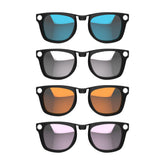 HiBloks polarized clip for Ray-Ban Wayfarer Gen 2 in silver reduces glare for outdoor activities.