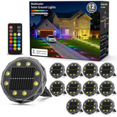 Hicotet solar ground lights with remote control illuminate pathways up to 50 feet