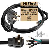 HiFind 4-prong replacement cord for 50A range, rugged outdoors and indoors