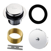 HIDROP chrome bathtub drain tiptoe with smooth push-to-open action for easy operation