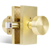 HIEMEY privacy gold door knob in satin brass for stylish bedroom privacy.