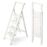 HillhutApex 4 Step Foldable Ladder open design enables easy ceiling reach.