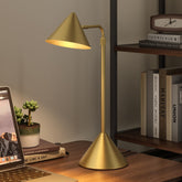 HISEEGO gold desk lamp angled view showing versatile lighting reach