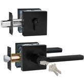 HISAFE keyed entry door handle in matte black for secure front door access
