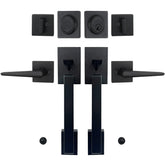 HISAFE matte black double door handle set front view showing secure keyed entry