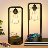 Hisweet two-pack table lamp with glass shade for bedside decor.