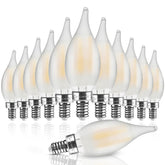 Hizashi frosted candelabra bulbs in a 12-pack for chandeliers and sconces.
