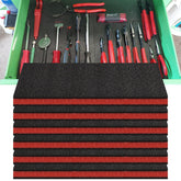 Hlimior six pack toolbox foam inserts in black and red for organized tool storage