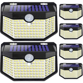 HMCITY 120 LED outdoor solar light front view for garden entry lighting.