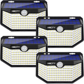 HMCITY solar lights with 120 LEDs provide wide outdoor coverage.