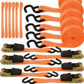 HNBun ratchet tie down strap 1in x 20ft orange for secure cargo
