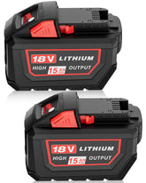 HOCHSTERN Milwaukee 18V 15Ah battery front view, high capacity for longer runtime.