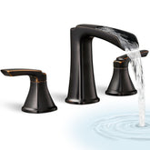 HOIGY waterfall spout in action showing spa-like flow and design appeal