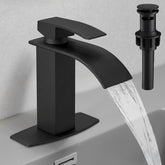 Hoimpro Black Waterfall faucet spout for smooth, elegant daily handwashing.