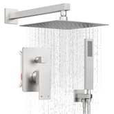 HoliSpa brushed nickel 10-inch rain showerhead delivering spa-like rainfall