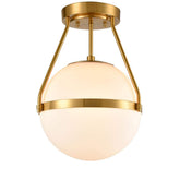 HOLKIRT globe semi-flush light with brass finish enhances living room ambiance
