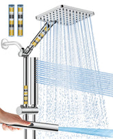 Hombeter filtered shower head in overhead rain mode delivering spa-like water quality