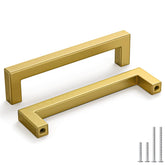 Homdiy brushed brass square pull close-up for modern cabinet upgrades.