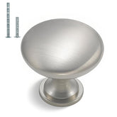 Homdiy round cabinet knob in brushed nickel – front view highlights satin finish