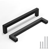 Homdiy square drawer pull in matte black with 160mm spacing for a modern kitchen
