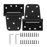 HOME MASTER HARDWARE self-closing hinge close-up shows automatic closing for wooden fences
