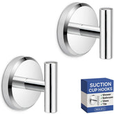 HOME SO suction cup hooks chrome two-pack close-up for sleek bathroom storage.