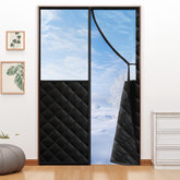 Homealexa magnetic thermal door curtain closeup-draped bottom for enhanced insulation.