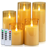 Homemory amber flickering flameless candle, 3-inch, acrylic shell, safe home decor