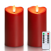 Homemory burgundy flameless candles outdoors glow with waterproof realism for patios.