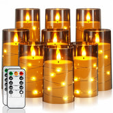 Homemory flameless candle with embedded star lights for ambient decor
