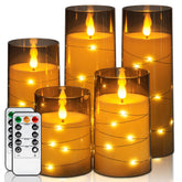 Homemory flameless candles with embedded star string lights create elegant 5-pack ambiance.