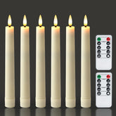Homemory flameless taper candles on window display create warm ambience