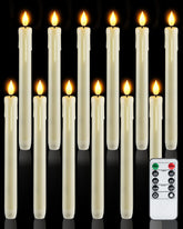 Homemory flameless taper candles ivory 12-count for safe indoor decoration.