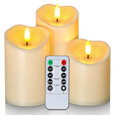 Homemory LED candles outdoors with remote control for timer lighting.