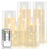 Homemory pure white flameless candles with embedded star lights for warm ambience