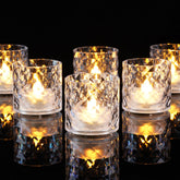 Homemory votive 2in base clear illuminates tabletops with safe flameless glow.