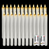 Homemory realistic wax body flameless taper candle with warm ambience.