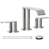 Homevacious brushed nickel waterfall spout for smooth, splash-minimized flow.