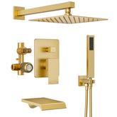HomGoo Gold Shower System with 10-inch rain head for a powerful, immersive shower