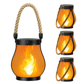 Hompavo Gen2 flame lantern closeup with lifelike flame for cozy outdoor evenings.