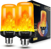 Hompavo upgraded LED flame light bulb front view showing realistic flicker for cozy spaces.